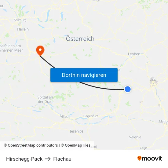 Hirschegg-Pack to Flachau map