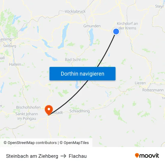 Steinbach am Ziehberg to Flachau map