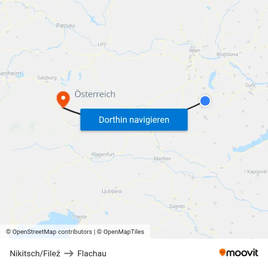 Nikitsch/Filež to Flachau map