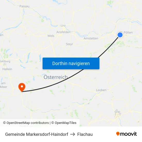 Gemeinde Markersdorf-Haindorf to Flachau map