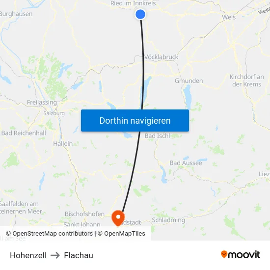 Hohenzell to Flachau map