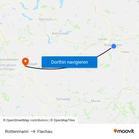 Rottenmann to Flachau map