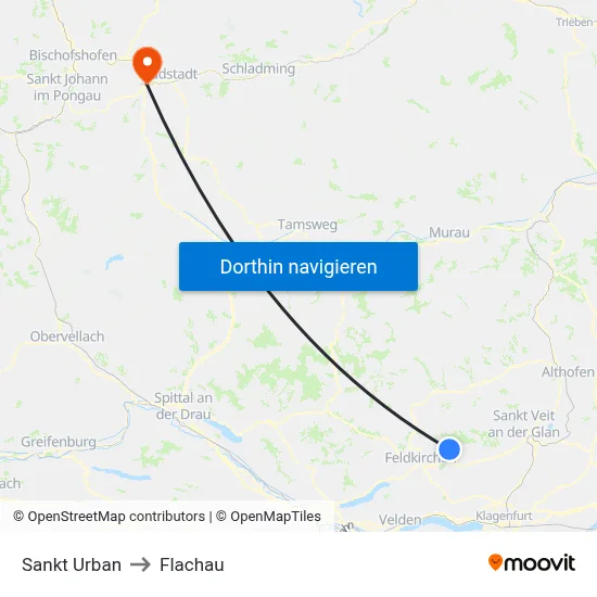 Sankt Urban to Flachau map