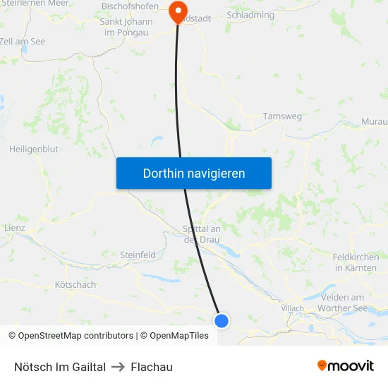 Nötsch Im Gailtal to Flachau map