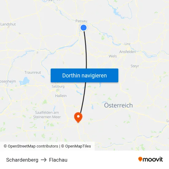 Schardenberg to Flachau map