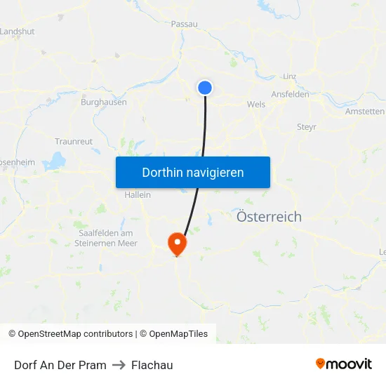 Dorf An Der Pram to Flachau map