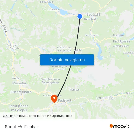 Strobl to Flachau map