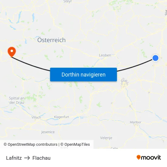 Lafnitz to Flachau map