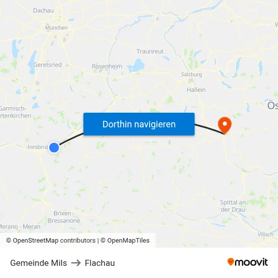 Gemeinde Mils to Flachau map