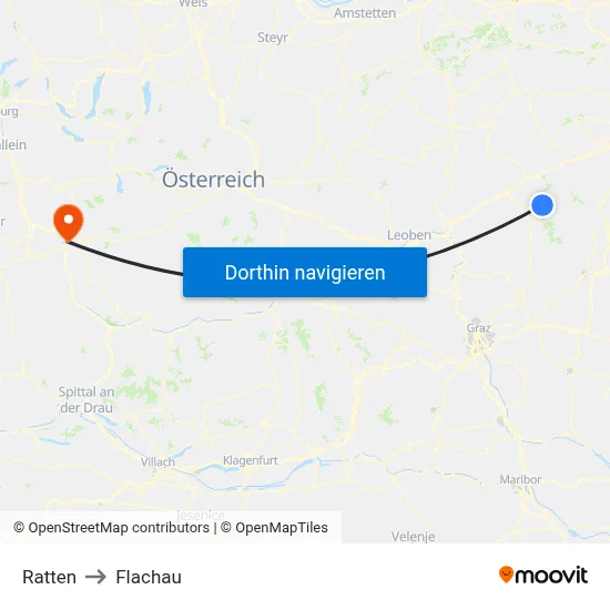 Ratten to Flachau map