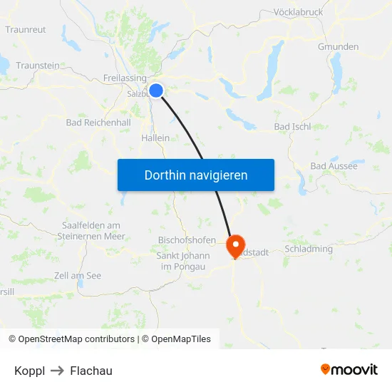 Koppl to Flachau map