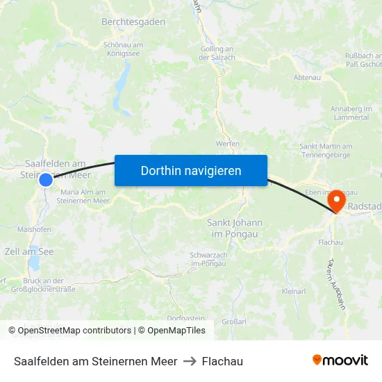 Saalfelden am Steinernen Meer to Flachau map