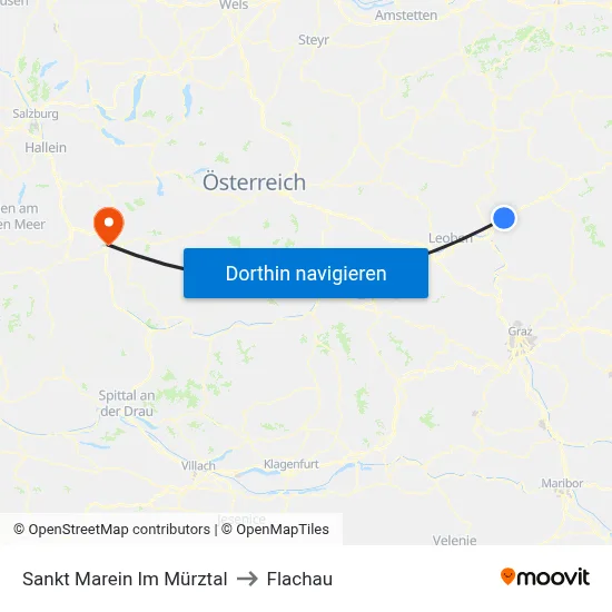 Sankt Marein Im Mürztal to Flachau map