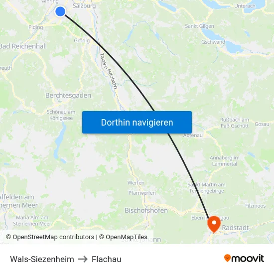 Wals-Siezenheim to Flachau map