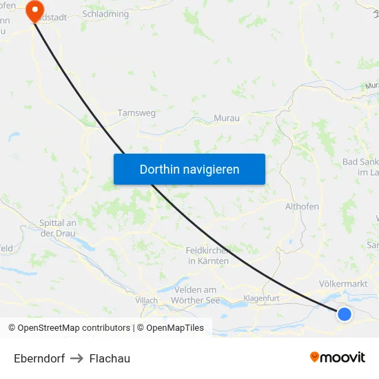 Eberndorf to Flachau map