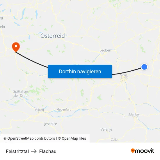 Feistritztal to Flachau map