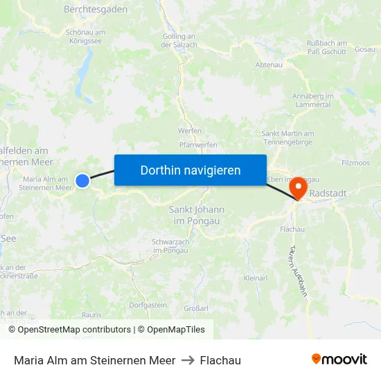 Maria Alm am Steinernen Meer to Flachau map