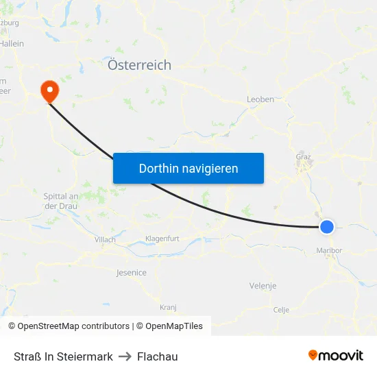 Straß In Steiermark to Flachau map