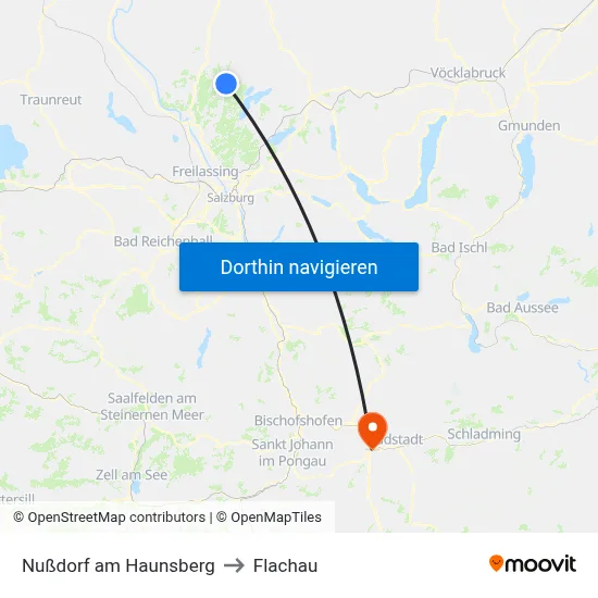 Nußdorf am Haunsberg to Flachau map
