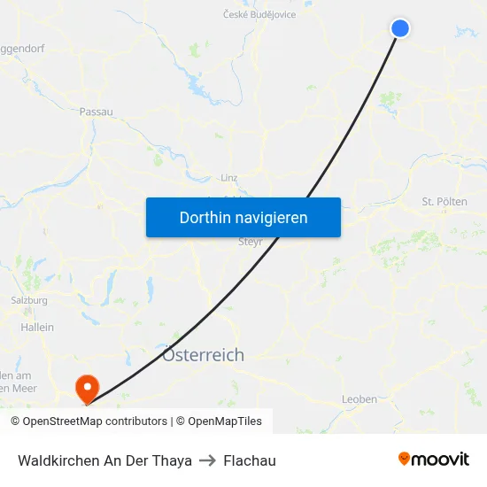 Waldkirchen An Der Thaya to Flachau map