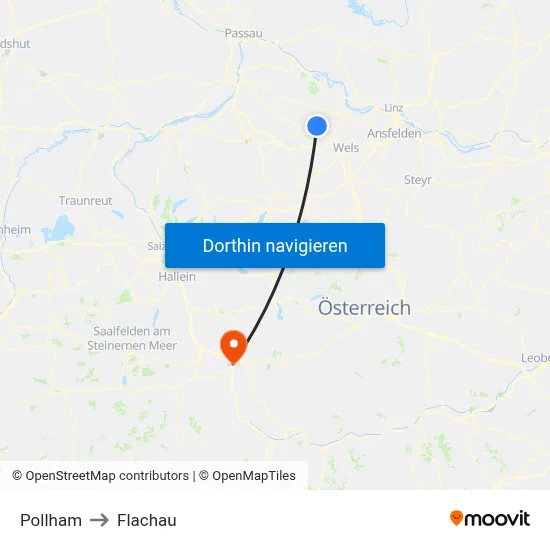 Pollham to Flachau map
