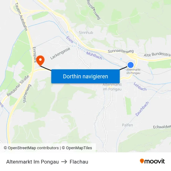 Altenmarkt Im Pongau to Flachau map