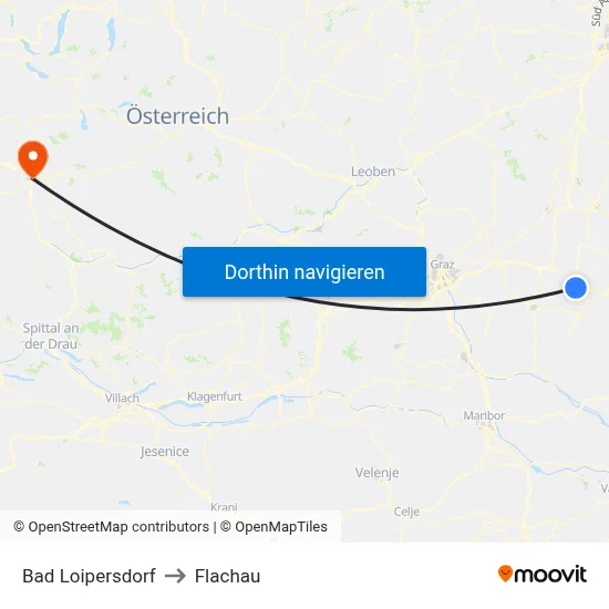 Bad Loipersdorf to Flachau map