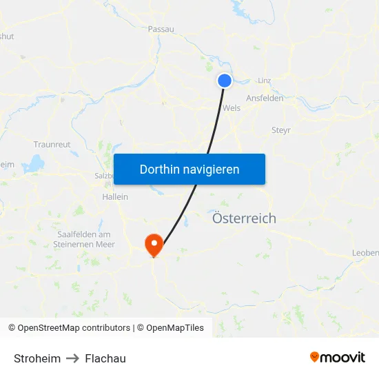 Stroheim to Flachau map