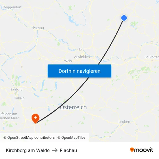 Kirchberg am Walde to Flachau map
