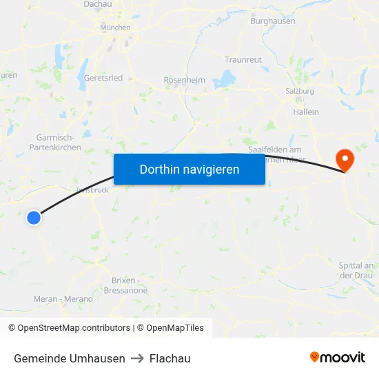 Gemeinde Umhausen to Flachau map