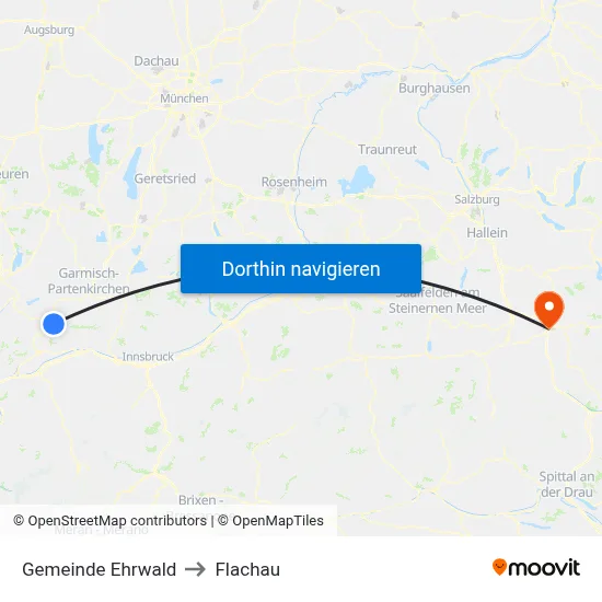 Gemeinde Ehrwald to Flachau map