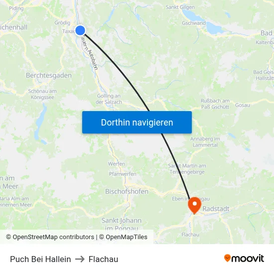 Puch Bei Hallein to Flachau map