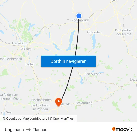 Ungenach to Flachau map