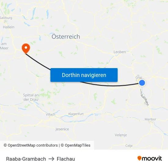 Raaba-Grambach to Flachau map