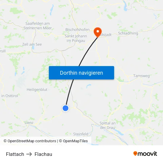 Flattach to Flachau map