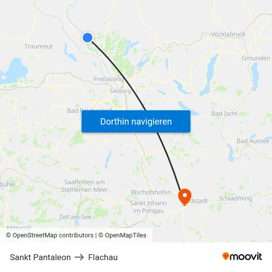 Sankt Pantaleon to Flachau map