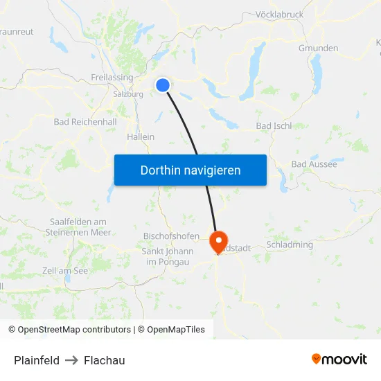 Plainfeld to Flachau map