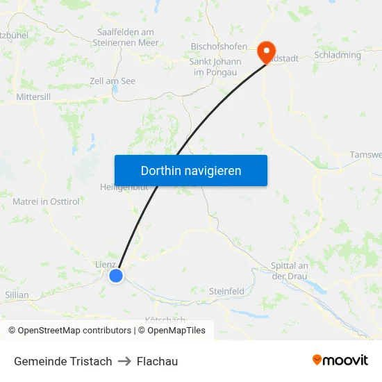 Gemeinde Tristach to Flachau map