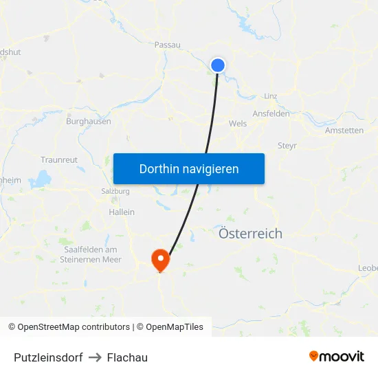 Putzleinsdorf to Flachau map