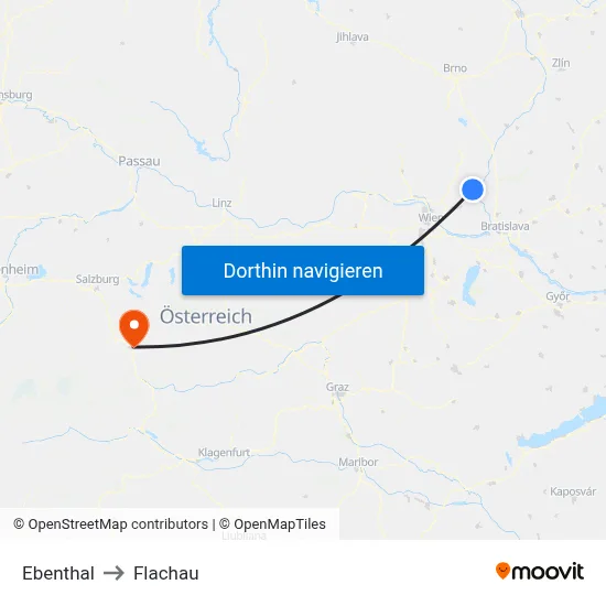 Ebenthal to Flachau map
