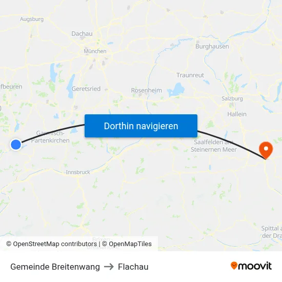 Gemeinde Breitenwang to Flachau map