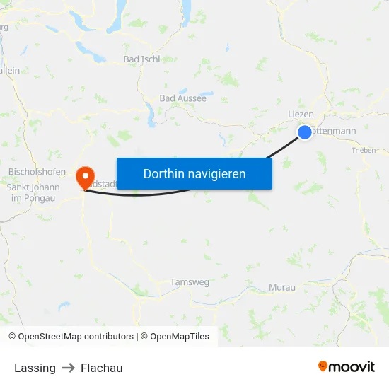 Lassing to Flachau map
