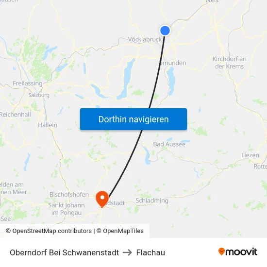 Oberndorf Bei Schwanenstadt to Flachau map