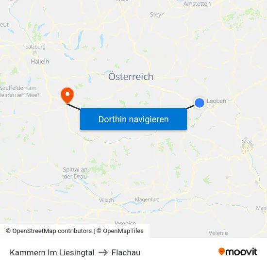 Kammern Im Liesingtal to Flachau map