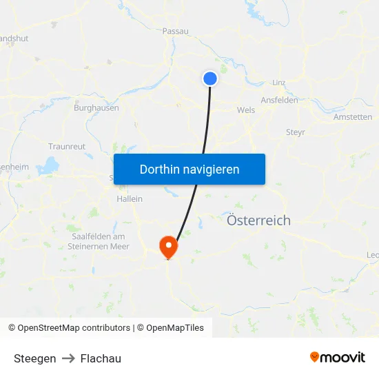 Steegen to Flachau map