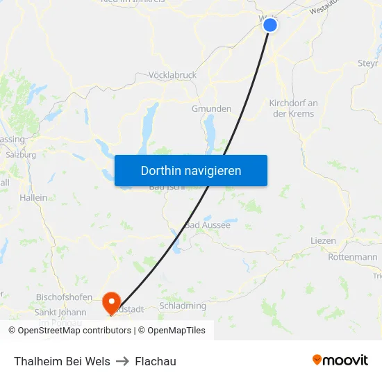 Thalheim Bei Wels to Flachau map