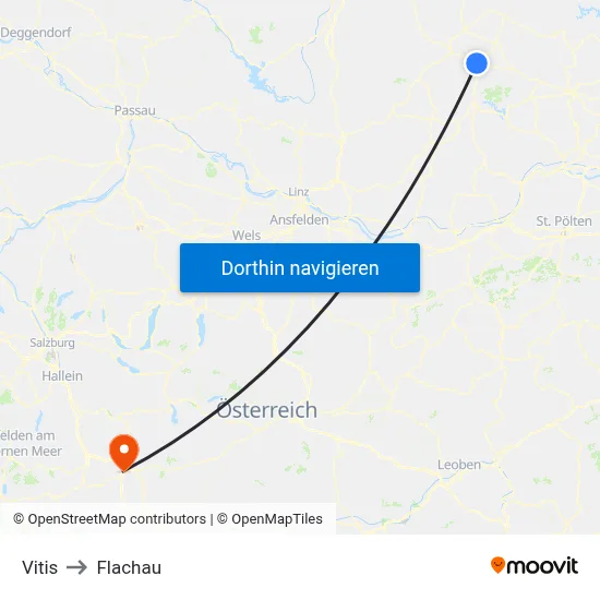 Vitis to Flachau map