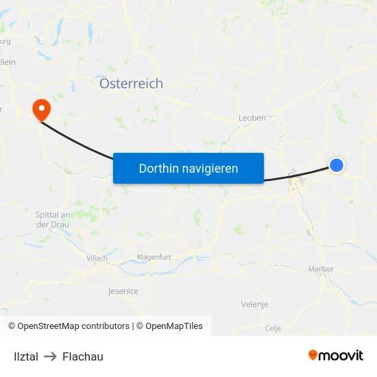 Ilztal to Flachau map