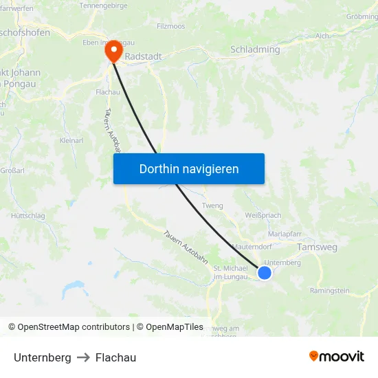 Unternberg to Flachau map