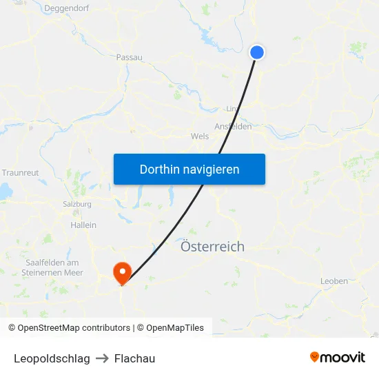 Leopoldschlag to Flachau map